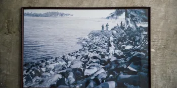 A photo of the Tak Bai Massacre displayed at an exhibition. (Photo by Kotcharak Kaewsurach)