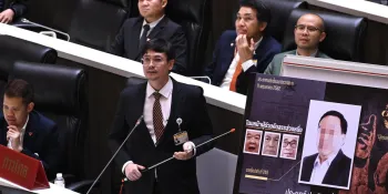 Rangsiman Rome speaking at the February 2023 censure debate