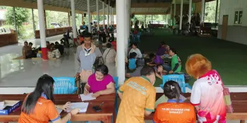 An evacuation centre in Kantharalak district, Si Saket