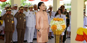 In this 2 March 2020 file photo released by the Ministry of Justice, Princess Bajrakitiyabha presides over a royal donation of medical equipment to a prison in Phitsanulok province.