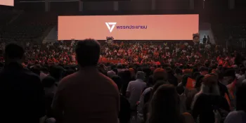 The crowd at the People's Party final rally before the 8 February general election. (File photo)
