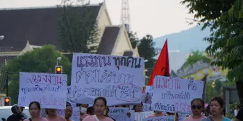 Chiang Mai workers march for Social Security reform