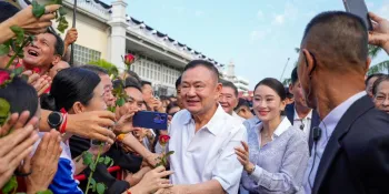 Thaksin Shinawatra leaving the Klong Prem Prison on 11 May 2026 (Photo from Voice TV)
