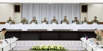 9 Privy counselors attending a National Disaster Prevention and Mitigation Command meeting on 19 May (Photo from DDPM Facebook page)